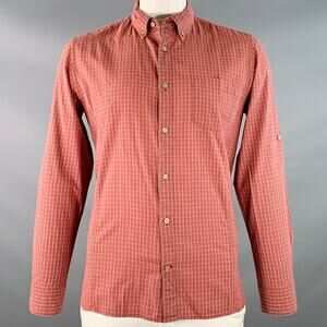 JOHN VARVATOS * U.S.A. Size L Red Grey Checkered Cotton Long Sleeve Shirt
